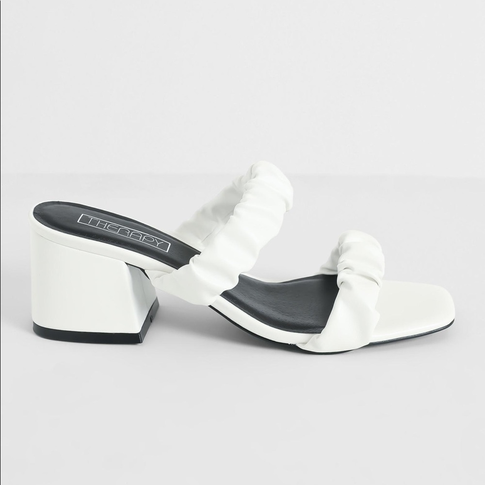 therapy x strappy block heels in white